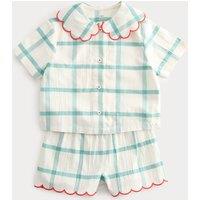 M&S Seersucker Checked Sleepytime Pyjamas (9 Mths-8 Yrs) Blue Mix