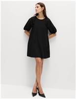 Pure Cotton Puff Sleeve Mini Smock Dress