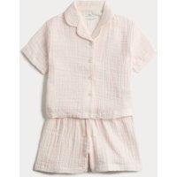 M&S Pure Cotton Striped Pyjamas (9 Mths - 8 Yrs) Light Pink