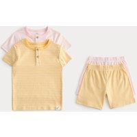 M&S 2 Pack Henley Ribbed Short Pyjamas (9 Mths-8 Yrs) Yellow Mix