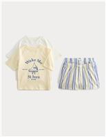 M&S 2 Pack Boat Graphic Short Pyjamas (1-8 Yrs) Yellow Mix