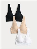 3 Pack Seamless V-Neck Crop Tops
