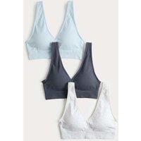 M&S 3 Pack Seamless V-Neck Crop Tops Grey Mix