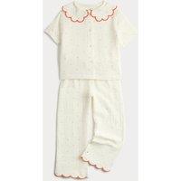 M&S Pure Cotton Spotty Pyjamas (9 Mths - 8 Yrs) Ivory Mix