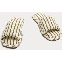 M&S Waffle Open Toe Slider Slippers Cream Mix