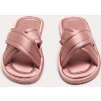 M&S Satin Cross Strap Open Toe Mule Slippers Pink