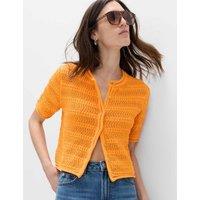 M&S Cotton Blend Textured Cropped Cardigan Mango
