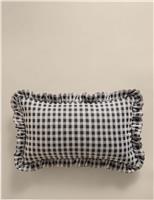 M&S Chenille Woven Gingham Bolster Cushion Blue Mix