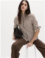 M&S Printed Button Through Shirt Brown Mix
