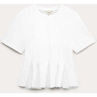 M&S Cotton Rich Crew Neck Top Soft White