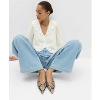 M&S Frill Detail Embroidered Blouse Soft White