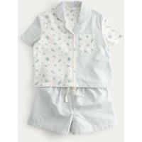 M&S Ditsy Hotch Potch Revere Pyjamas (1-8 Yrs) Blue Mix