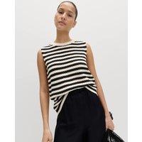M&S Cotton Rich Striped Slim Fit Knitted Top Black Mix