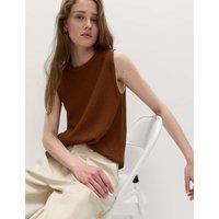 M&S Cotton Rich Slim Fit Knitted Top Brandy