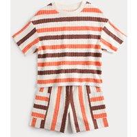 M&S Pure Cotton Striped Pyjamas (12 Mths - 8 Yrs) Orange Mix