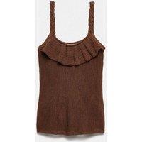 M&S Cotton Rich Textured Scoop Neck Knitted Vest Conker