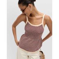 M&S Cotton Blend Striped Square Neck Knitted Vest Multi