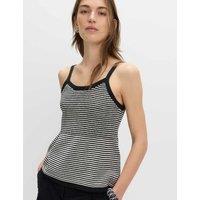M&S Cotton Blend Striped Square Neck Knitted Vest Black Mix