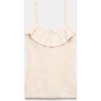 M&S Cotton Rich Textured Scoop Neck Knitted Vest Vanilla
