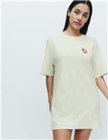 M&S Cotton Modal Fruit Graphic Oversized T-Shirt Ivory