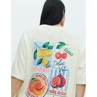 M&S Cotton Modal Fruit Graphic Oversized T-Shirt Ivory