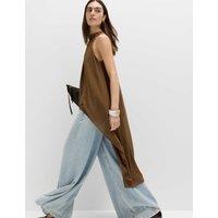 M&S Draped Halter Neck Longline Top Olive