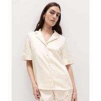 M&S Satin Collared Shirt Ivory