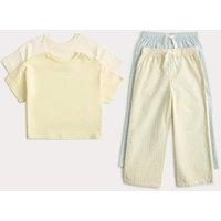 M&S 2 Pack Yellow Mix Pyjama Sets (1-8 Yrs) Blue