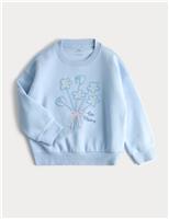 Cotton Rich Embroidered Floral Sweatshirt (2-8 Yrs)
