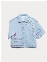 Denim Cross Stitch Embroidered Shirt (6-16 Yrs)