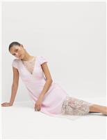 Satin Lace Insert Midi Tea Dress