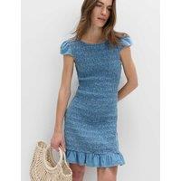 M&S Denim Frill Hem Mini Shirred Dress Denim