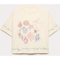 M&S Pure Cotton Shell Graphic T-Shirt (6-16 Yrs) Ecru