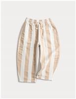 M&S Pure Cotton Striped Barrel Leg Trousers (2-8 Yrs) Calico