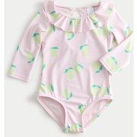 M&S Lemon Long Sleeve Swimsuit (2-8 Yrs) Pink Mix
