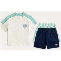 M&S 2 Pack Pure Cotton Racing Graphic Pyjamas (1-16 Yrs) Blue