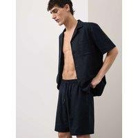 Autograph Linen Rich Pyjama Shorts Dark Navy