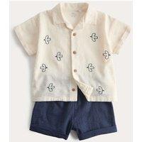 M&S 2 Piece Pure Cotton Seagull Outfit (0-5 Yrs) Navy Mix