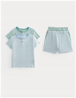 Kids 2 Pack Striped Henley Pyjama Sets (9 Mths-8 Yrs)