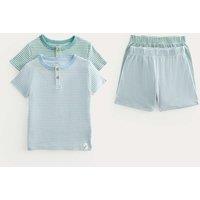 M&S 2 Pack Striped Henley Pyjama Sets (9 Mths-8 Yrs) Blue