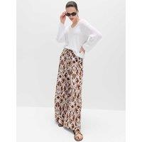 M&S Printed Pull On Wide Leg Trousers Brown Mix