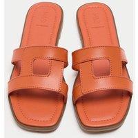 M&S Leather Flat Mule Sandals Orange