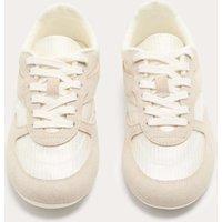 M&S Leather Mix Side Detail Retro Runner Trainers White