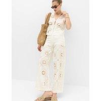M&S Pure Cotton Cutwork Beach Trousers Soft White