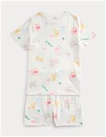 M&S Pure Cotton Brunch Graphic Pyjamas (1-16 Yrs) Neutral