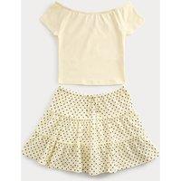 M&S Cotton Rich Bardot Top and Skort Outfit (6-16 Yrs) Yellow Mix