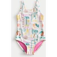 M&S Bali Print Swimsuit (2-8 Yrs) Pink