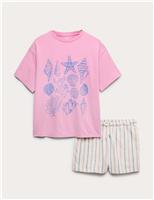 Pure Cotton Graphic Top & Short Outfit (6-16 Yrs)