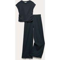 M&S 2 Piece Crinkle Jersey Top & Kickflare Outfit (2-16 Yrs) Carbon