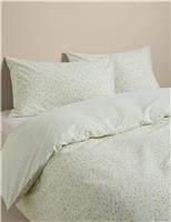 M&S Cotton Blend Sprig Bedding Set Green Mix